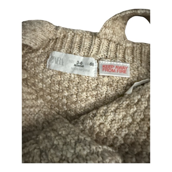 Zara Cozy Knit Overalls for Baby 3/6 Months - Tan - Picture 3 of 3